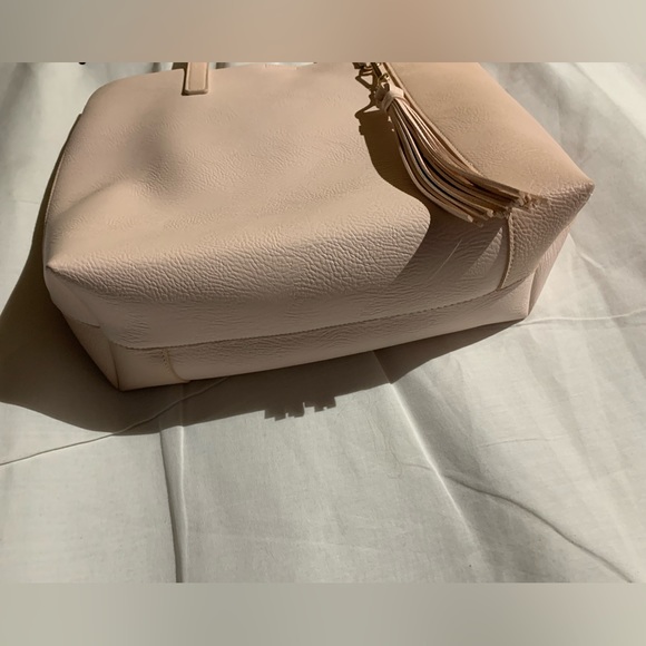 Light Pink Blush Two Tone Large Faux Leather Convertible Work Tote, Ulta, Tassel - Picture 8 of 16